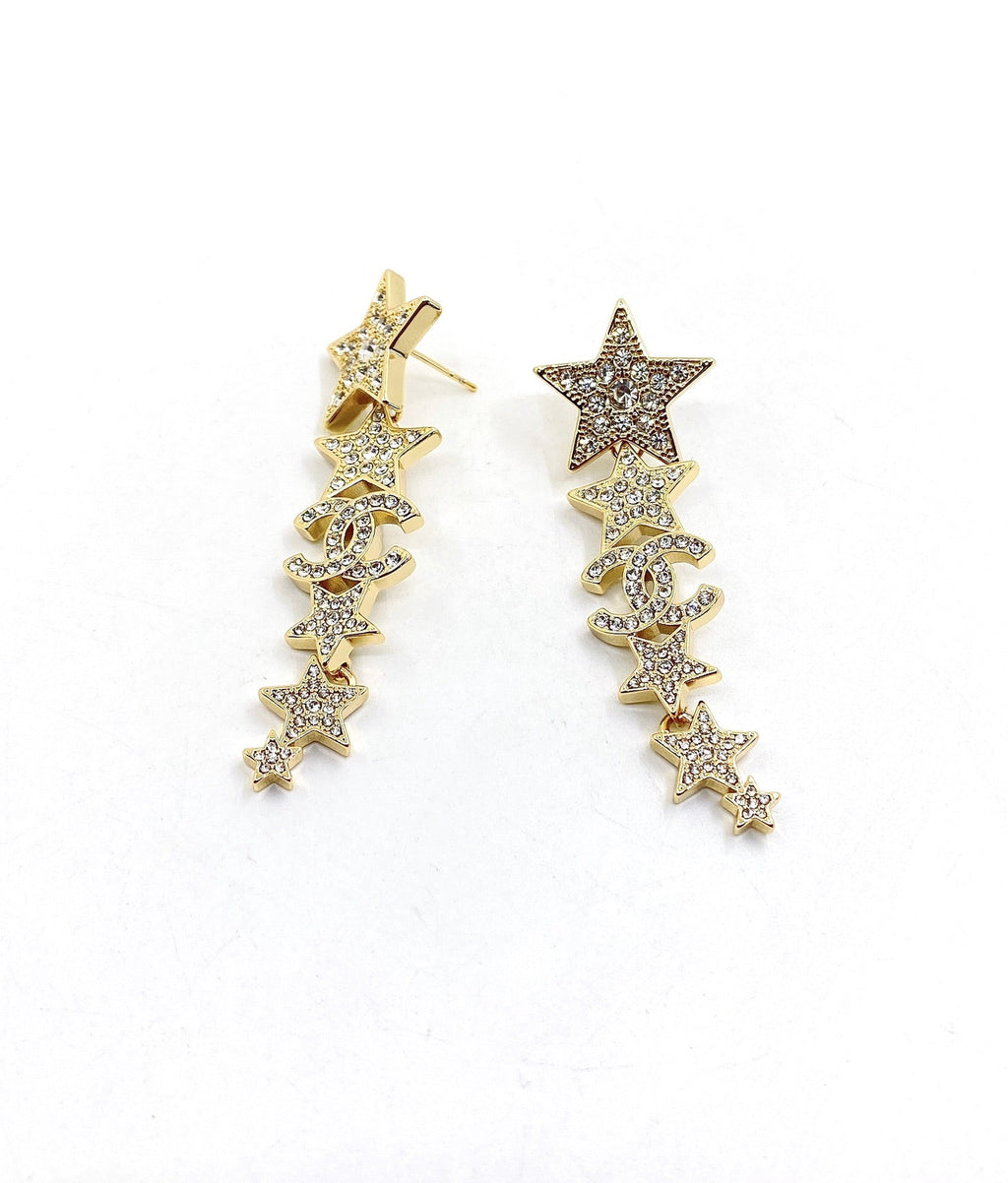 Chanel Star Diamonds Pendant Earrings - 18K Yellow Gold