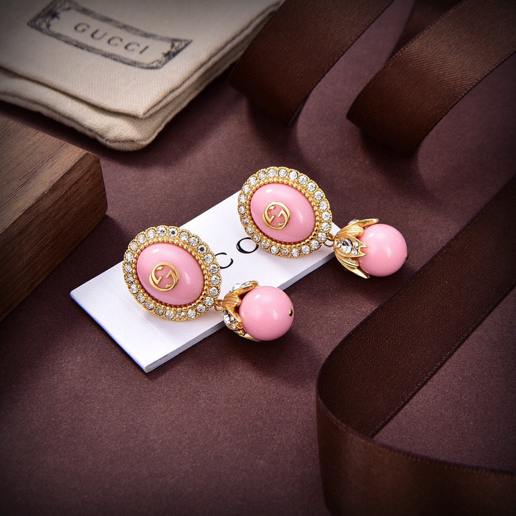 Gucci Double G Pearl Earrings - 18K Yellow Gold